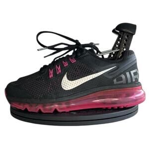 Boys Nike Air Max 2013 555753-001 Mesh Athletic Running Sneaker Size 3.5 Black